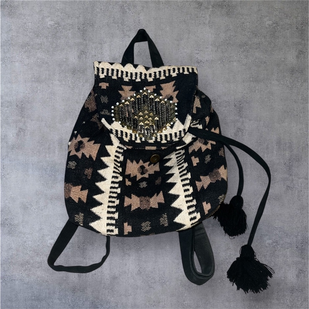 Bohemian Black and Tan Backpack